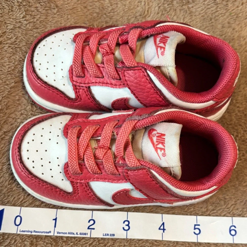Nike Dunk Low Toddler Sneakers Gypsy Rose Pink White Leather Shoes‎ Size 6C VGUC